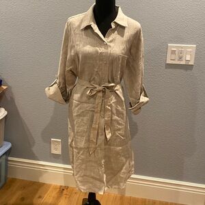 Karen Kane tan 100% linen dress XL